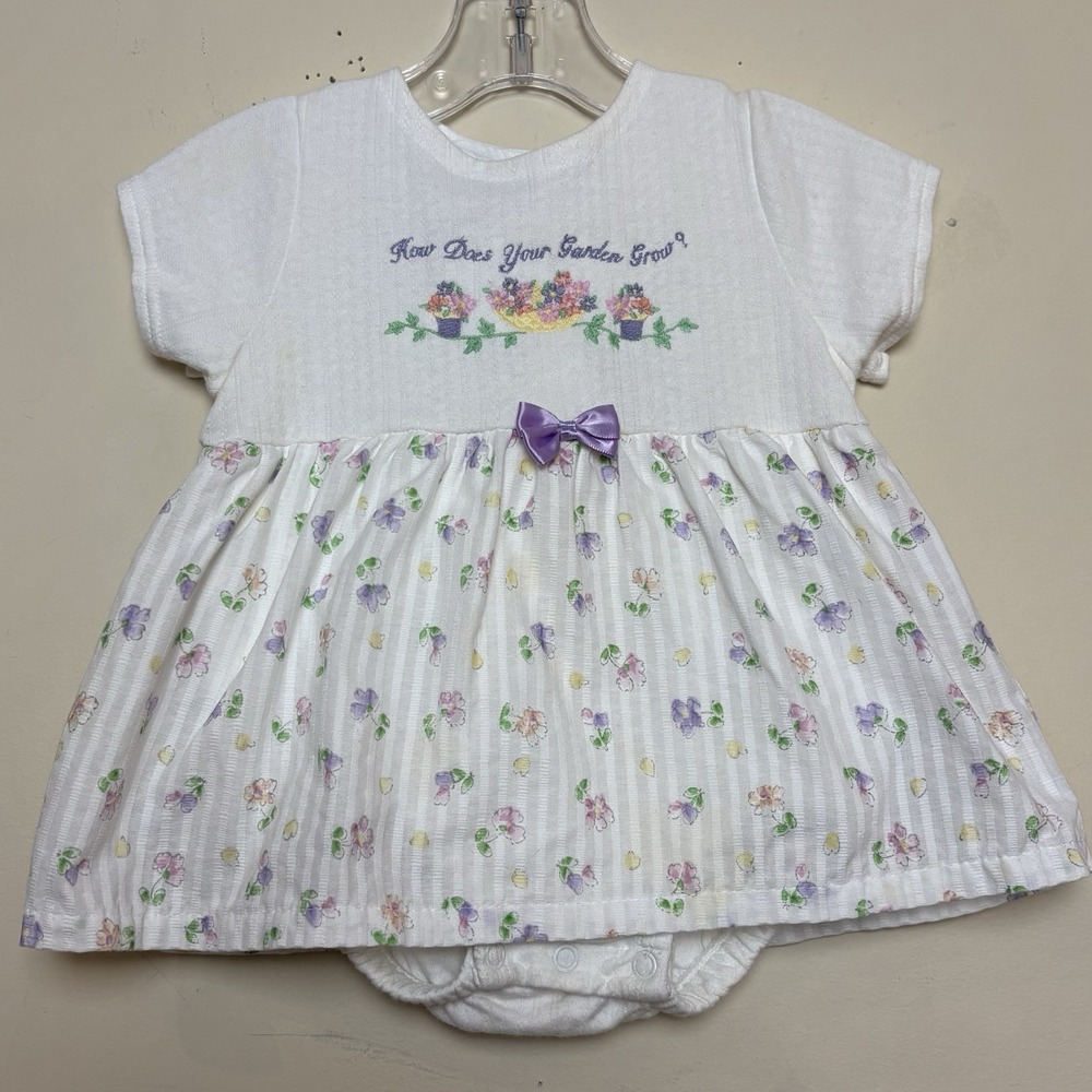 Vintage‎ 90s Carter Floral Dress How Does Your Garden Grow 9-12  Months Bow